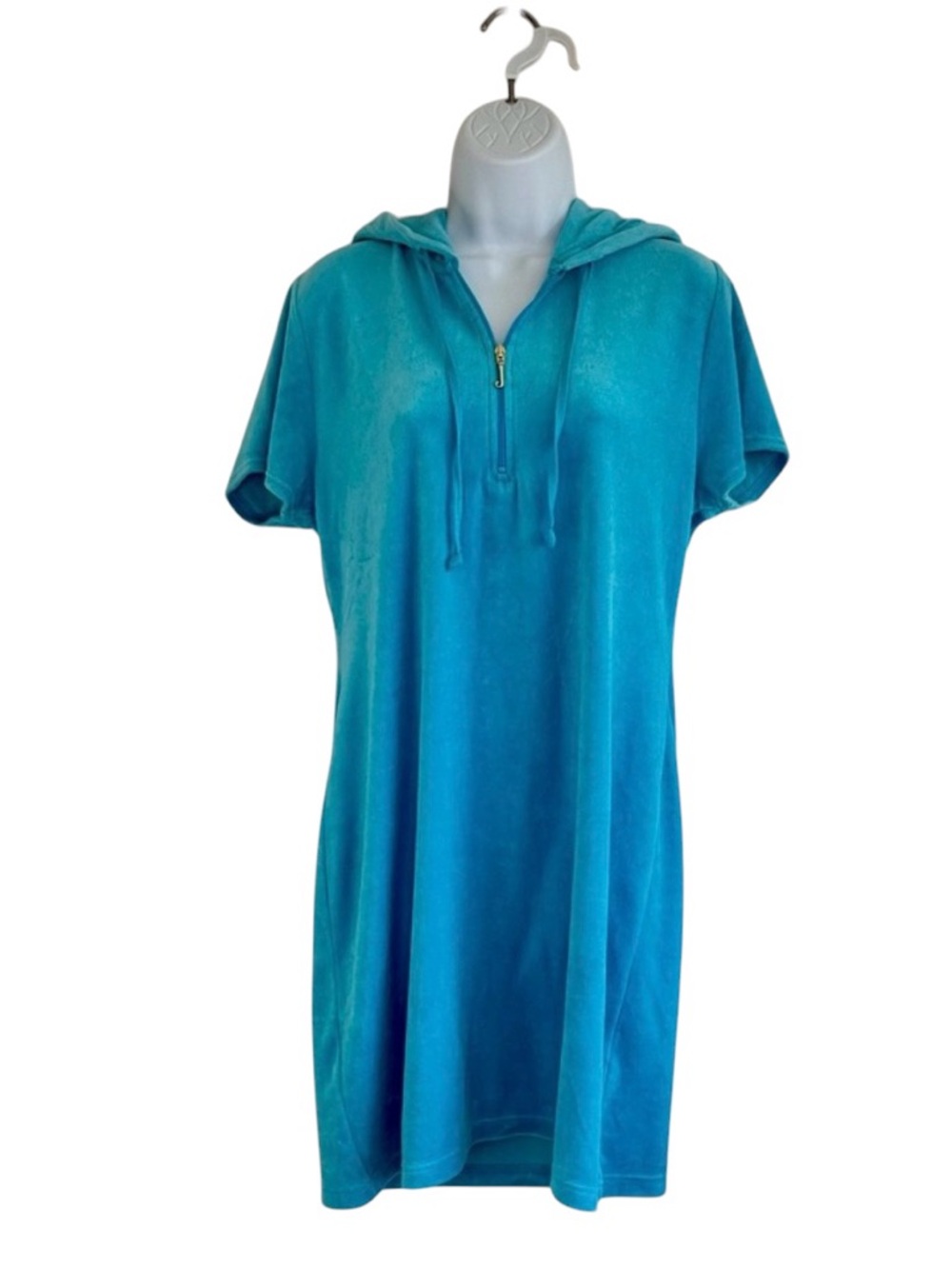 Juicy Couture Black Label Turquoise Velour Hoodie Dress XL Y2K Lounge Swim Cover